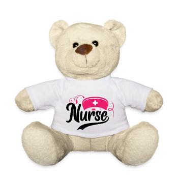Infirmière-Médecin-Médical-Soins infirmiers-Hôpital-Rn-Rétro - Nounours - blanc - Devant