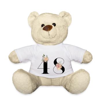 48e anniversaire fleuris (Cadeau de 48 ans) - Nounours - blanc - Devant