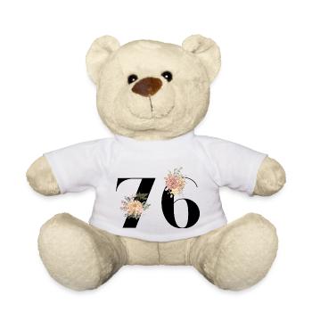 76th anniversary in bloom (Gift of 76 years) - Teddy Bear - white - Front