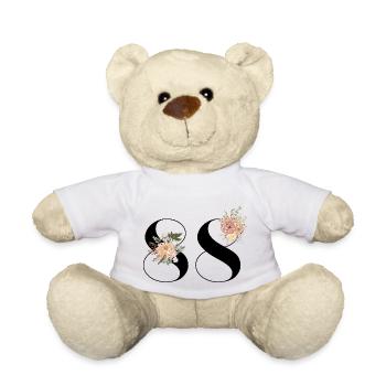 88e anniversaire fleuris (Cadeau de 88 ans) - Nounours - blanc - Devant