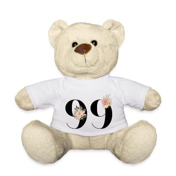 99th Anniversary Flowers (Gift of 99 years) - Teddy Bear - white - Front