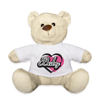 Baby Herz Rosa - Teddy - Weiß - Vorne