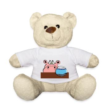 fisch hippo nilpferd baby kind geschenkidee comic - Teddy - Weiß - Vorne