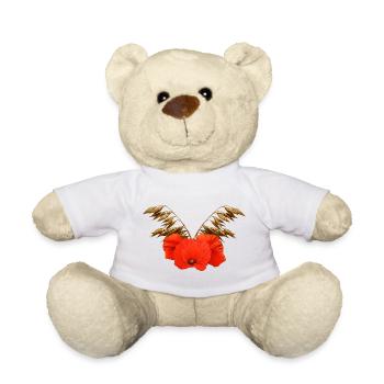 ländliche blumenmuster, Mohnmuster mit Hafer - Teddy - Weiß - Vorne