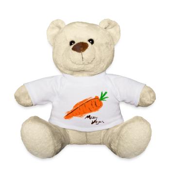 The Messy Vegan series - carrot - Teddy Bear - white - Front