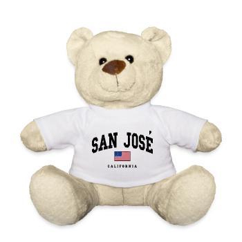 San Jose California USA Flag Motif - Teddy Bear - white - Front
