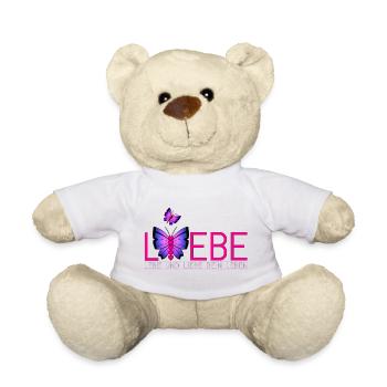 Lebe Liebe Dein Leben Schmetterling - Teddy - Weiß - Vorne