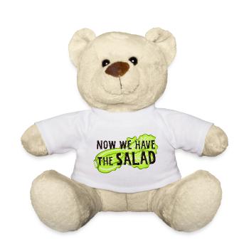 Now we have the salad. Denglisch, Salat, Veggie - Teddy - Weiß - Vorne