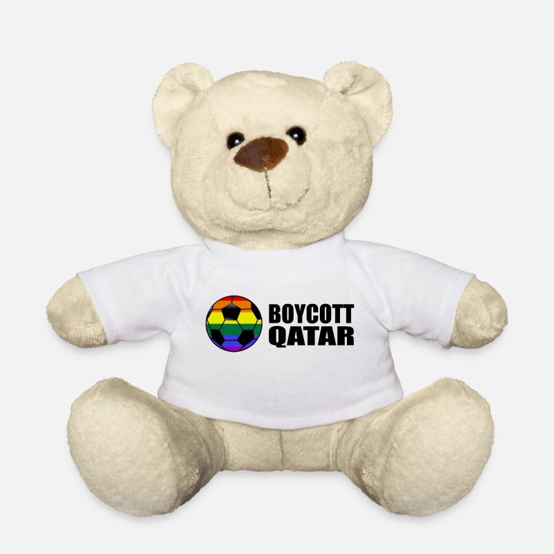 Boycott Qatar Spruch Sprüche Regenbogen - Teddy - Weiß