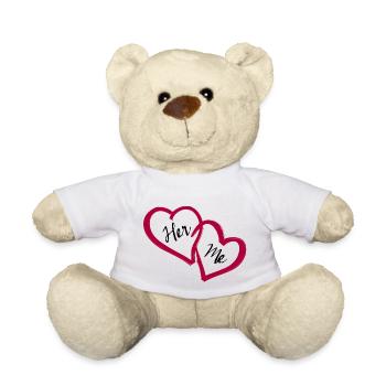Linked hearts Her and me Valentine's day - Teddy Bear - white - Front