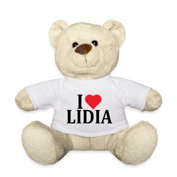 Name T-Shirt I love Lidia T-Shirt Geschenkidee - Teddy - Weiß - Vorne