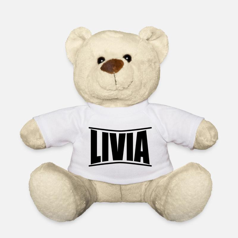 Name T-Shirt Livia T-Shirt Geschenkidee - Teddy - Weiß