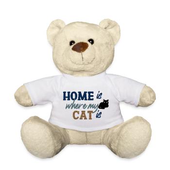 Home Is Where My Cat Is Coloured Text - Teddy Bear - white - Front