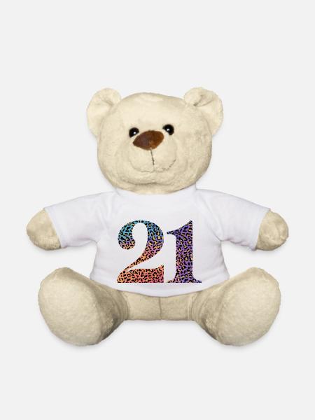 21e anniversaire léopard - Nounours - blanc