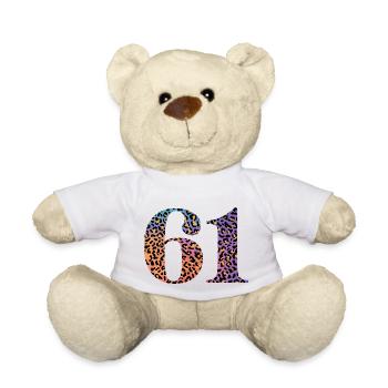 61st Birthday Leopard - Teddy Bear - white - Front