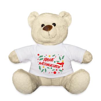 Frohe Weihnachten - Mistelzweige - Teddy - Weiß - Vorne