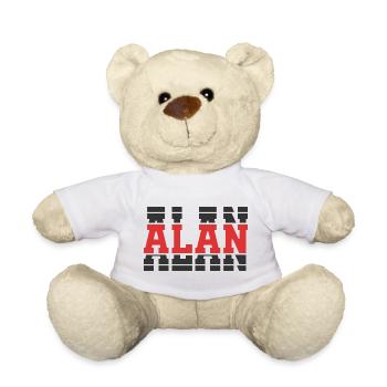T-Shirt Alan T-Shirt Geschenkidee gestapelter Text - Teddy - Weiß - Vorne