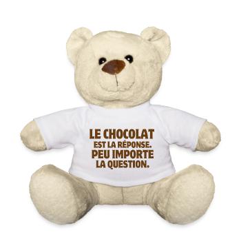 Chocolate, Chocolate Humor, I Love Chocolate - Teddy Bear - white - Front