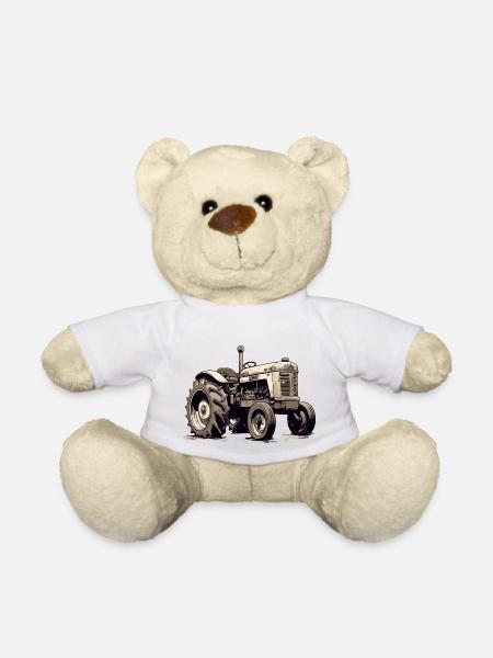 Tracteur à l'ancienne - Nounours - blanc