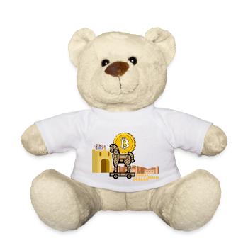 "Bitcoin Trojan: Ancient Crypto Invasion"|BTC gift - Teddy Bear - white - Front