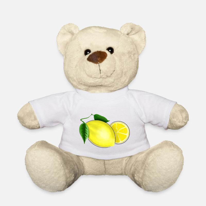 Frische Zitrone mit Blatt - Teddy - Weiß