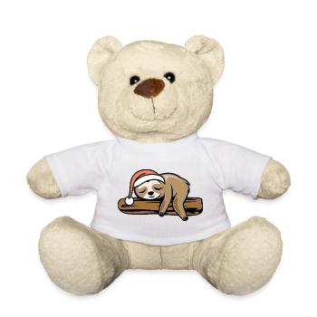 Sloth Christmas Tree Funny Comic Cartoon - Teddy Bear - white - Front