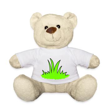 prairie d’herbe beaucoup d’herbes brins d’herbe vert nature fraîche - Nounours - blanc - Devant