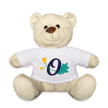 Elegant letter 'O' with flowers - Teddy Bear - white - Front