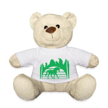 Horse Riding Lines Rider Sun Palm Trees Silhouette - Teddy Bear - white - Front