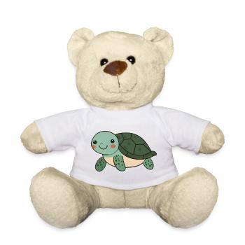 Tortue heureuse mignonne - dessin animé adorable et joyeux - Nounours - blanc - Devant