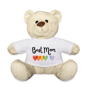 Regenbogenherz Best Mom Design - Teddy - Weiß - Vorne