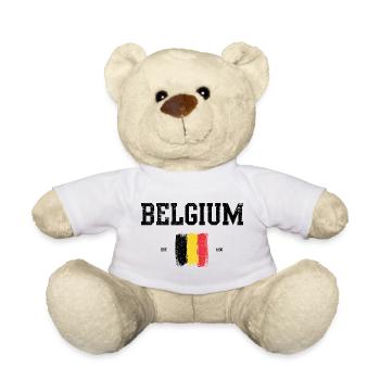 Abstrakte belgische Flagge Kunstdruck - Teddy - Weiß - Vorne