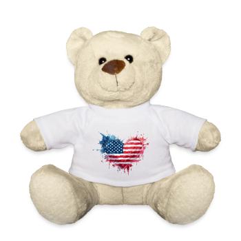 Patriotic Heart of the USA – Splash Art USD - Teddy Bear - white - Front