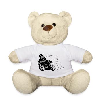 Black biker and speed - Teddy Bear - white - Front