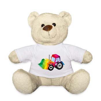 Rainbow excavator full of colour - Teddy Bear - white - Front