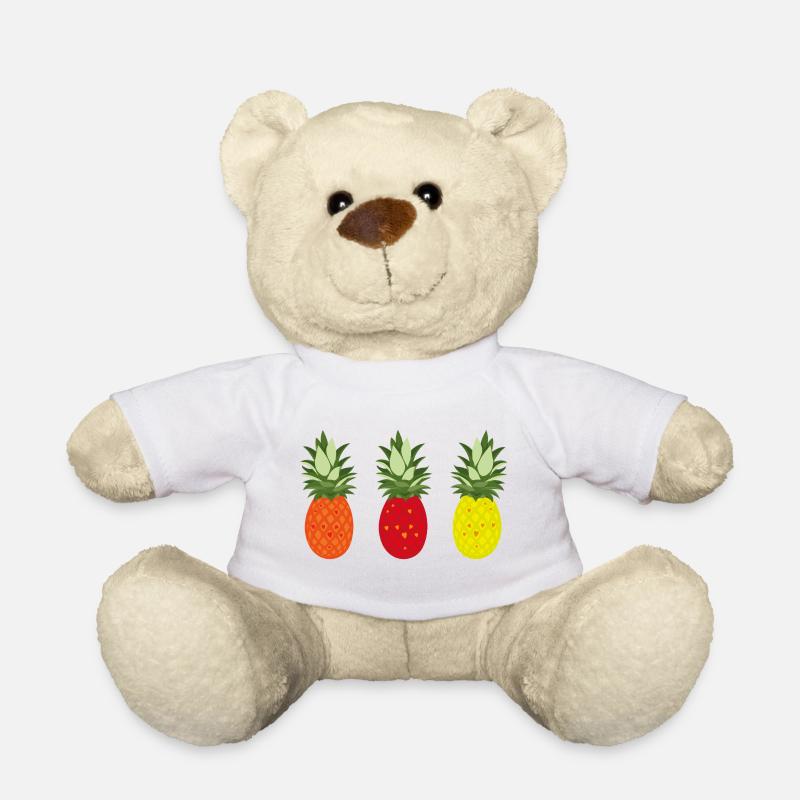 Bunte Ananas Muster für Sommer und Freizeit - Teddy - Weiß