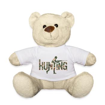 Hunting  - Cool Camo Hunter Logo - Teddy Bear - white - Front