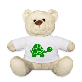 Schildkröte langer Hals lächelt glücklich lustig - Teddy - Weiß - Vorne