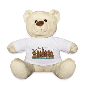 Amsterdam city view with windmill - Teddy Bear - white - Front
