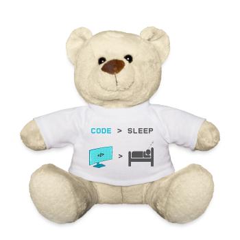 Code vs Veille : codeur en mode veille - Nounours - blanc - Devant