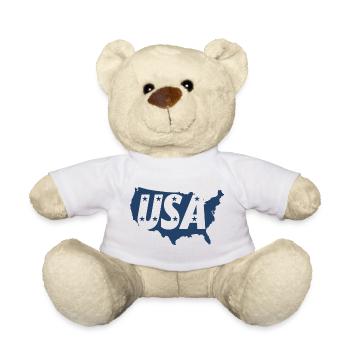 United States Map with Stars - Teddy Bear - white - Front