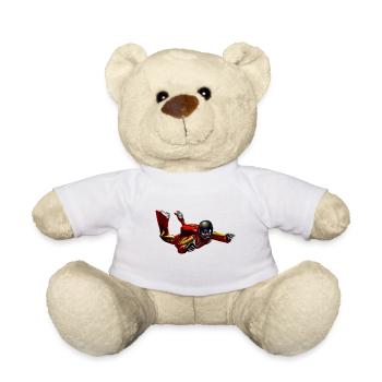 Roter Fallschirmspringer im Sprung - Teddy - Weiß - Vorne