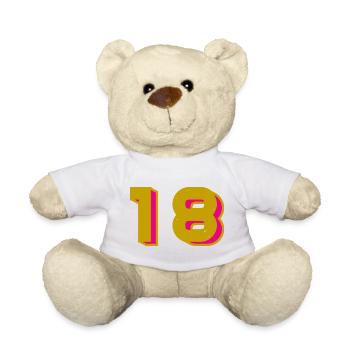 18. 18 ANS. 18e ANNIVERSAIRE. ANNIVERSAIRE 18 ANS. - Nounours - blanc - Devant