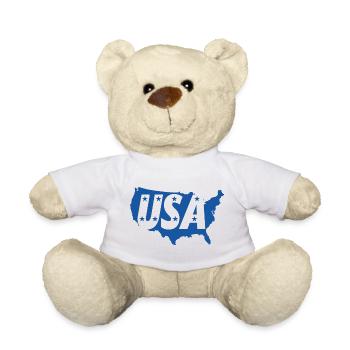 Patriotische Karte der Vereinigten Staaten mit Regierungen - Teddy - Weiß - Vorne
