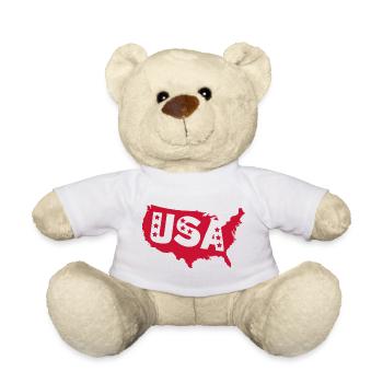 Red USA Silhouette with Stars - Teddy Bear - white - Front