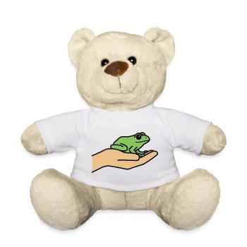 Grenouille mignonne à la main | Amoureux de la nature et des animaux - Nounours - blanc - Devant