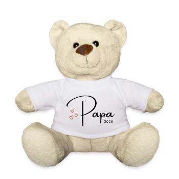 Papa 2026 Baby News Schwanger werdender Vater - Teddy - Weiß - Vorne
