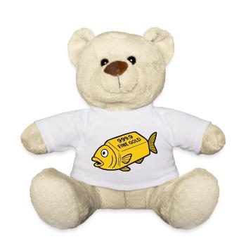 Comic Cartoon Goldfish Gold Bar Fine Gold Fish - Teddy Bear - white - Front