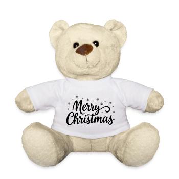 Merry-Christmas Schriftzug mit Schneeflocken - Teddy - Weiß - Vorne