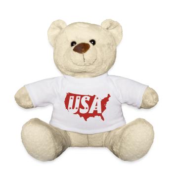 USA-Karte mit Buchstaben-Monogrammen und Sternen - Teddy - Weiß - Vorne